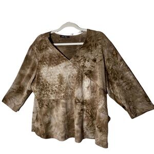 Mocha ☕️ and Cream Stretchy Plus size 3/4 Sleeve top